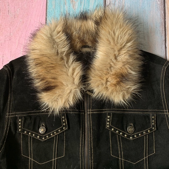 Giacca Black Jacket with Cream Faux Fur Trim - Picture 4 of 9